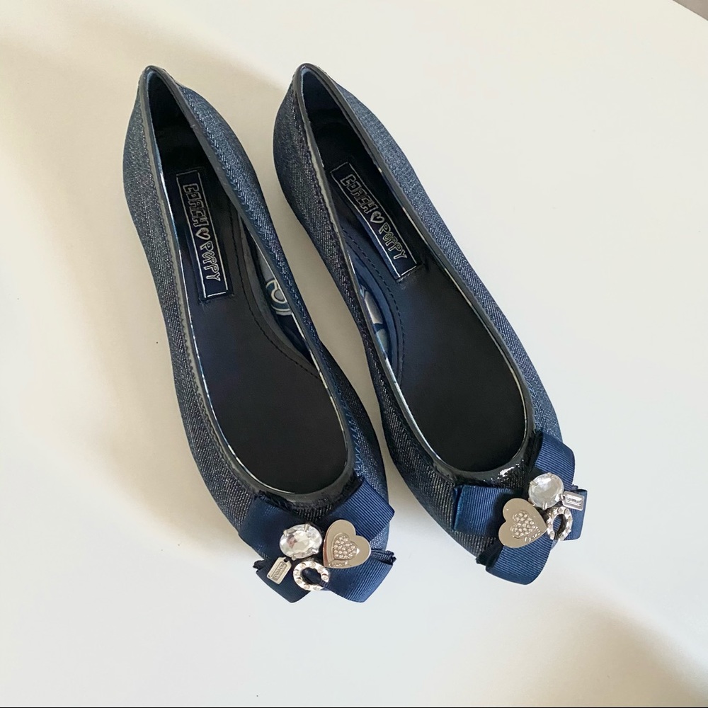 Denim blue coach poppy flats